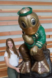 Allison Brown with 'The Thinker'